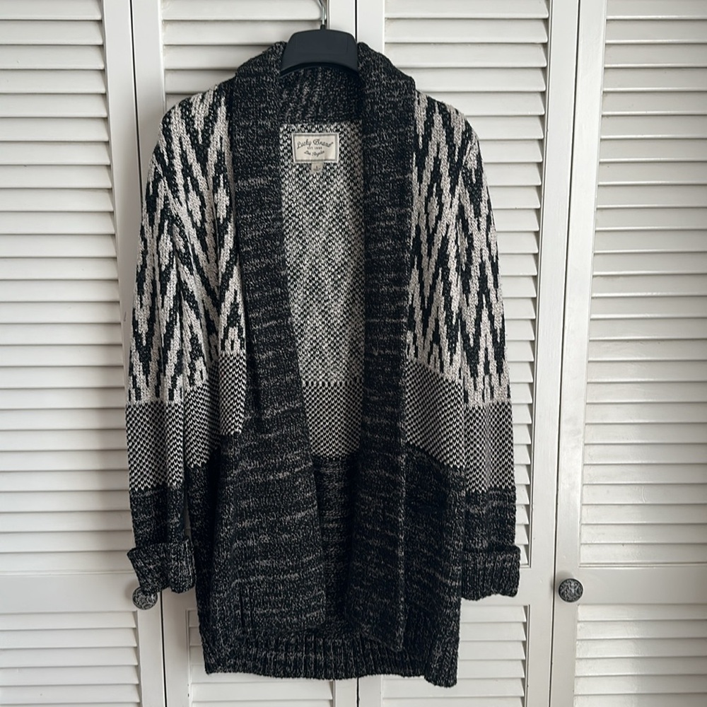 Lucky Brand Stargazer Pattern Chunky Knit Cardigan Sweater